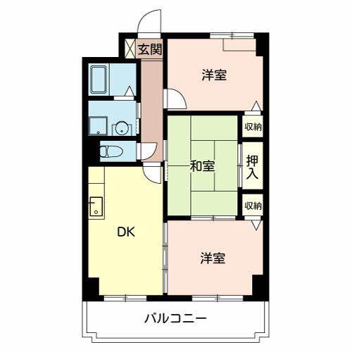 メディオグリシーナF(1LDK/5階)の間取り写真