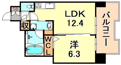エルイソベ三宮(1LDK/5階)の間取り写真