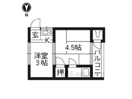 喜荘(1K/2階)の間取り写真