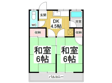 たかみ荘(2DK/2階)の間取り写真