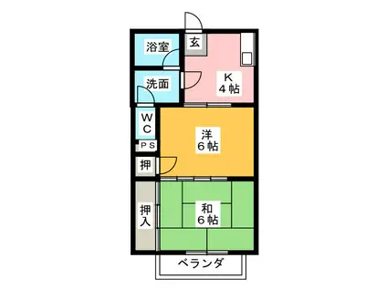 ロイヤルマンション井宮(2DK/1階)の間取り写真