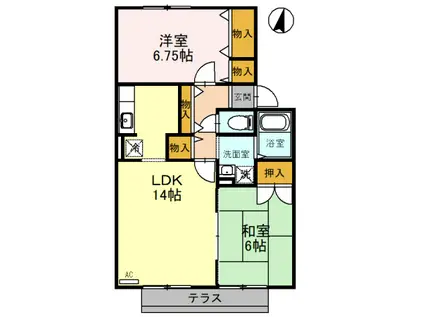 サンフラワー B棟105(2LDK/1階)の間取り写真
