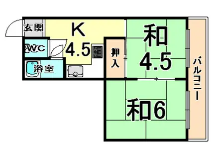 大川マンション(2K/3階)の間取り写真