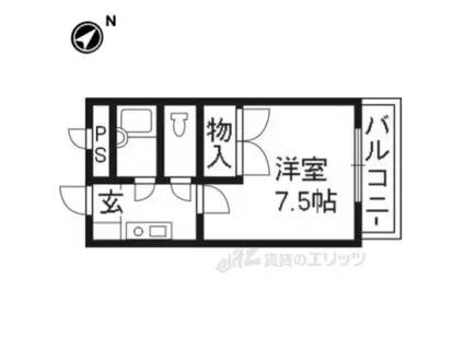 第6レジデンス春田(1K/4階)の間取り写真