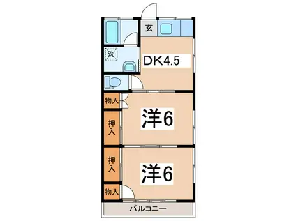 和美荘(2DK/1階)の間取り写真