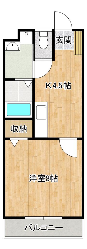 サニーハイツ福岡(1K/3階)の間取り写真