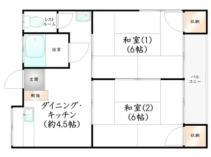 入江アパート(2DK/2階)の間取り写真
