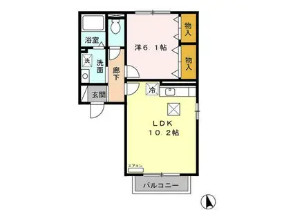 アスピラシオンB(1LDK/1階)の間取り写真