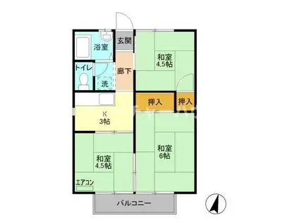 コーポ富田 I(3K/2階)の間取り写真