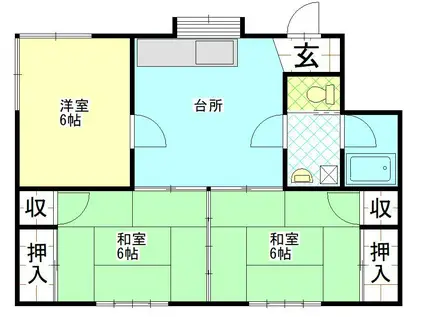 パープルタウン(3DK/2階)の間取り写真