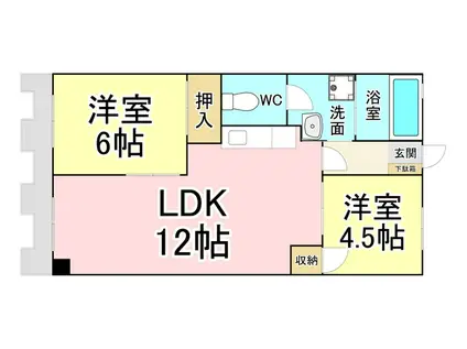 渡辺興産ビル(2LDK/4階)の間取り写真