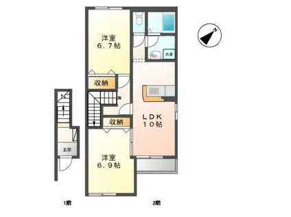 リバーランス5(2LDK/2階)の間取り写真