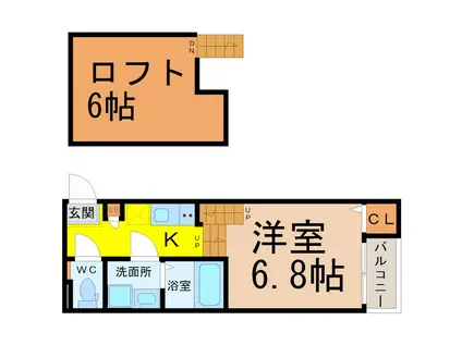 ETERNAL COURT TSURUMAIエターナルコートツルマイ(1K/2階)の間取り写真