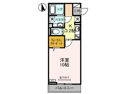 エーデルハイムIII(1K/2階)の間取り写真