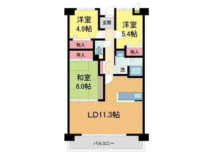 エドモンドヒルズ夙川(3LDK/3階)の間取り写真