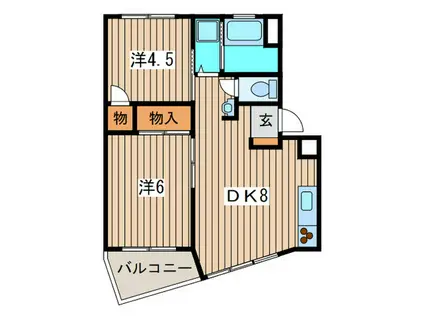 東急森アパ-トメント(2DK/1階)の間取り写真