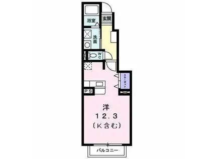 ミニヨンサクラ(ワンルーム/1階)の間取り写真