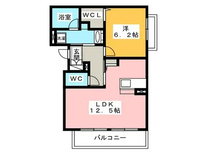 シャーメゾン三里(1LDK/2階)の間取り写真