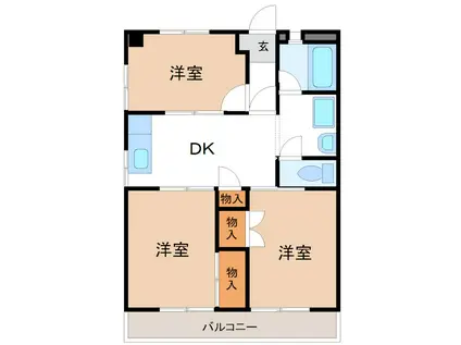 東栄マンション(3DK/5階)の間取り写真