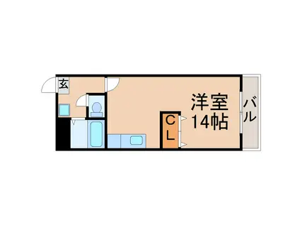 八木山アベニュー(ワンルーム/1階)の間取り写真