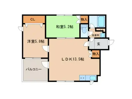 カーサ新庄(2LDK/2階)の間取り写真