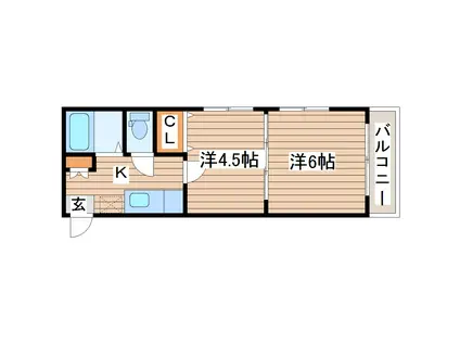 イーグルハイツ小松島II(2K/1階)の間取り写真