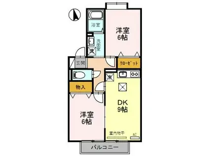 セジュールSAKUDAIII(2DK/1階)の間取り写真