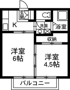 パナハイツ由良(2K/2階)の間取り写真