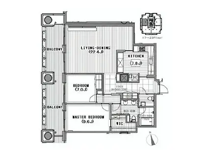 六本木ヒルズレジデンスC(2LDK/22階)の間取り写真