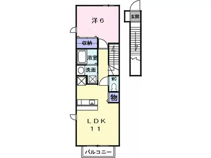 アクティフやしろ(1LDK/2階)の間取り写真