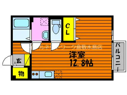 ワンズB棟(ワンルーム/1階)の間取り写真
