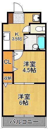 ロイヤルM(2K/3階)の間取り写真