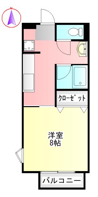ノーブルFUJII B(1K/1階)の間取り写真