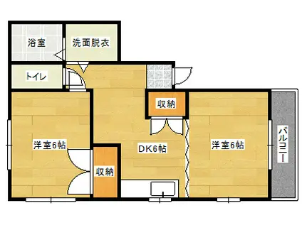 ソレイユタツノ(2DK/1階)の間取り写真