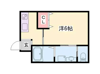 SUN MARE 三木本町(1K/1階)の間取り写真