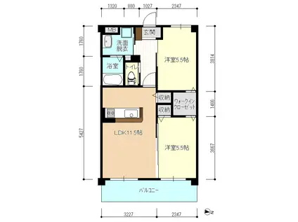 ソレイユ ショクタ(2LDK/3階)の間取り写真
