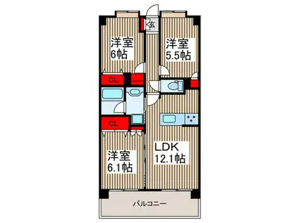 ライオンズステーションプラザ中浦和(3LDK/2階)の間取り写真