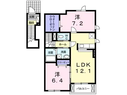 エアリー・ハウスIII(2LDK/2階)の間取り写真
