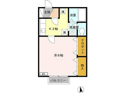 セジュールエトワール(1K/2階)の間取り写真