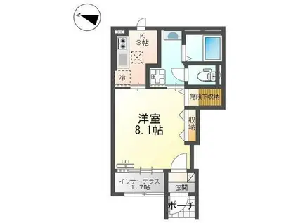 サクラローレル(1K/1階)の間取り写真