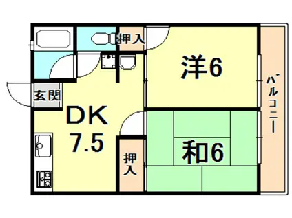 サイドパーク(1LDK/2階)の間取り写真