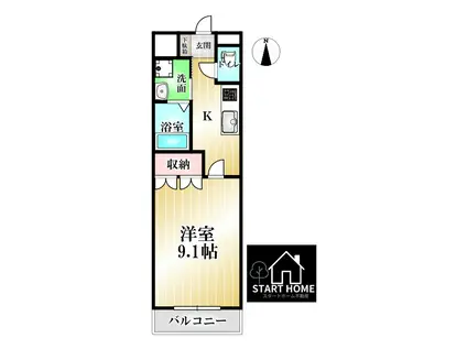 パークヒルズ庄町(1K/2階)の間取り写真