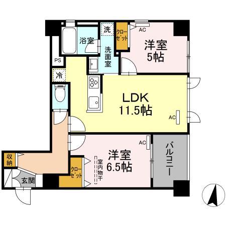 BELLE MER(2LDK/7階)の間取り写真