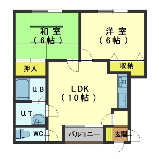 第3緑ハイツ(2LDK/2階)の間取り写真