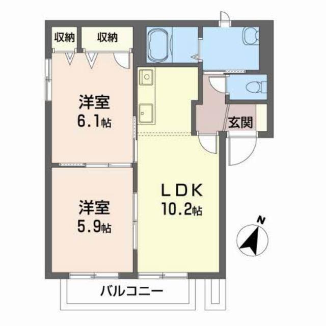 プレジオK(2LDK/1階)の間取り写真