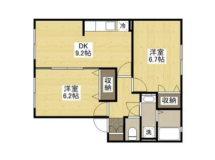 サニーハイツS(2LDK/1階)の間取り写真