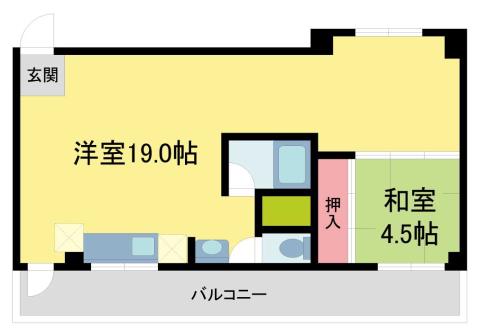 夙川カームマンション(1LDK/6階)の間取り写真