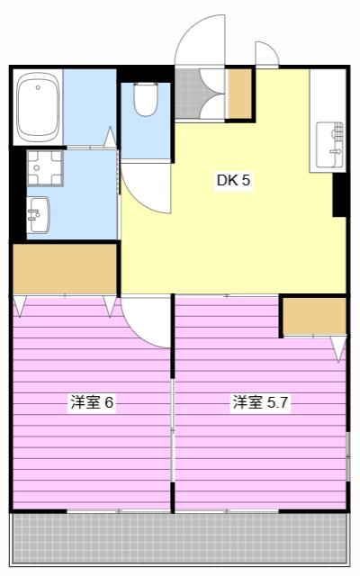 サンコートヴィラC(2DK/2階)の間取り写真