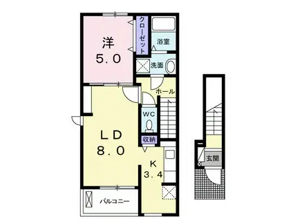 ルチアーナ(1LDK/2階)の間取り写真