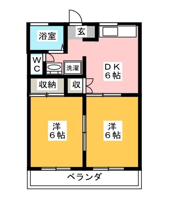 ラフィネ阿児(2DK/2階)の間取り写真